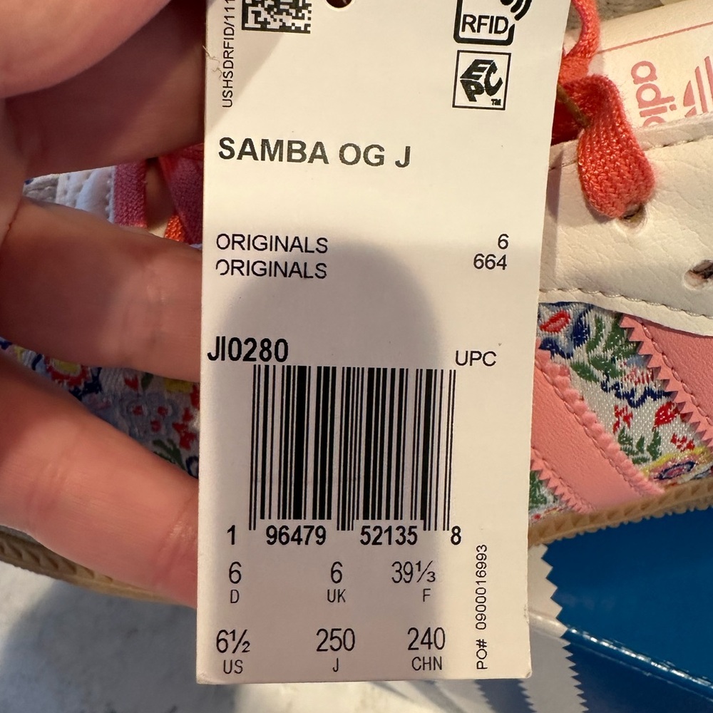 Adidas Samba Sneakers Liberty London Pink Floral Flower Shoes Size 6.5 Big Kids - Picture 4 of 7